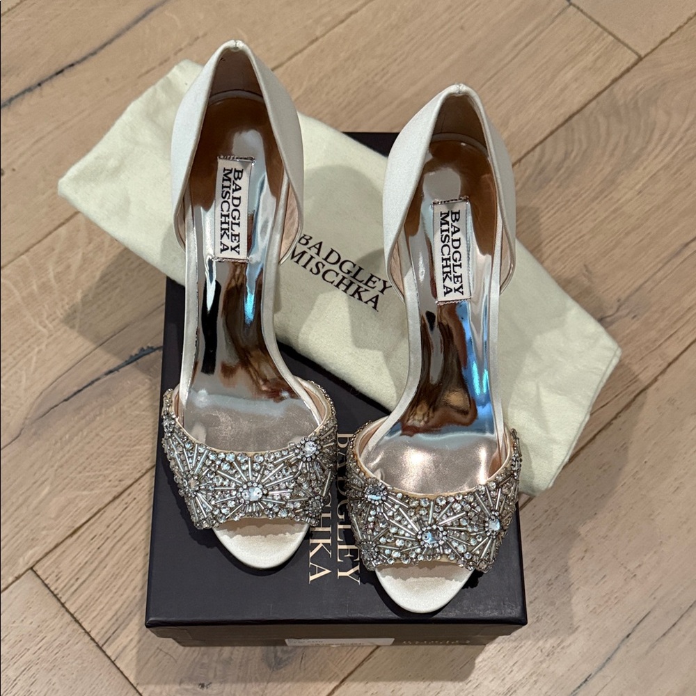 Badgley Mischka Ivory Embellished Heels